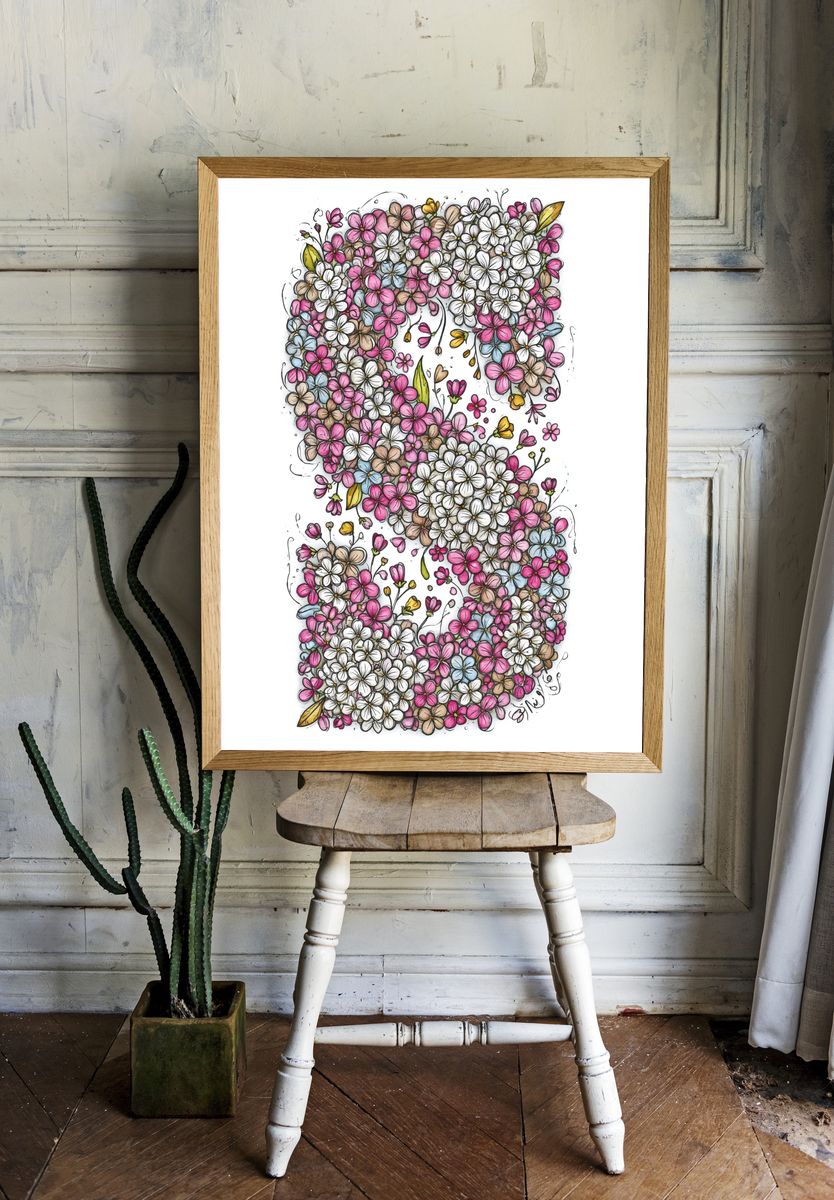 Floral Cascade Illustration Poster. room preview
