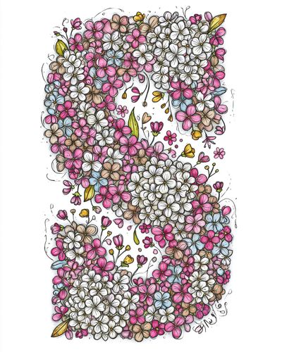 Floral Cascade Illustration Poster.
