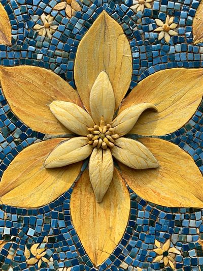 Golden Floral Mosaic Print. poster