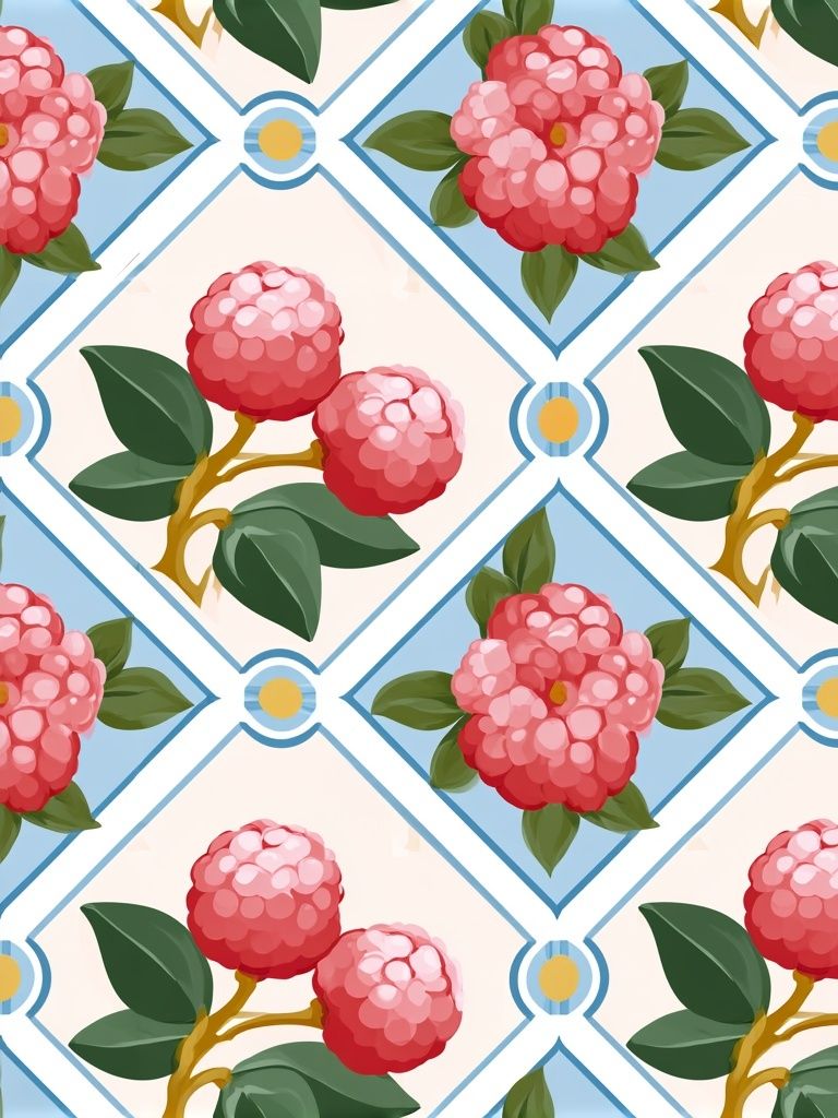 Pink Floral Tile Pattern Poster. poster detail