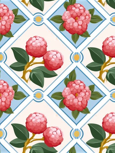 Pink Floral Tile Pattern Poster.