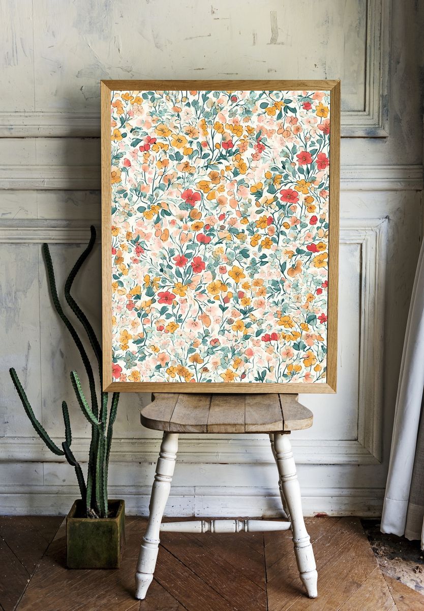 Pastel Wildflower Botanical Poster. room preview