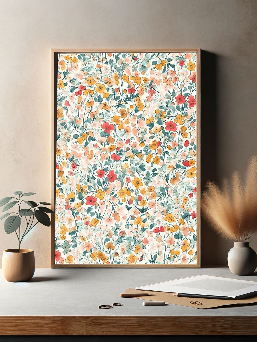 Pastel Wildflower Botanical Poster. — room view 2