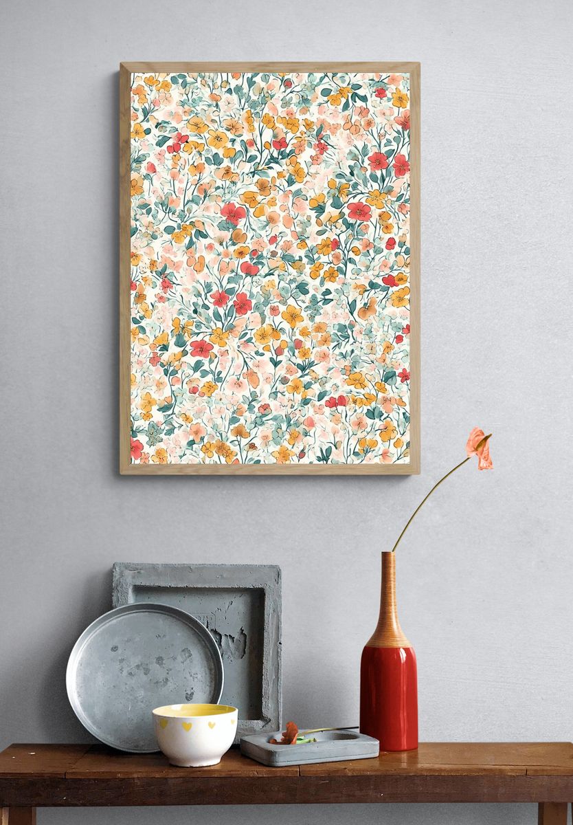 Pastel Wildflower Botanical Poster. — room view 3
