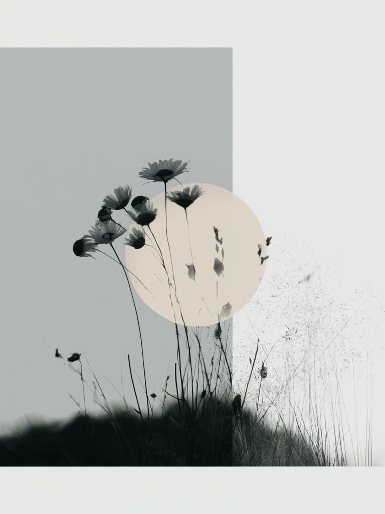 Minimalist Wildflower Silhouette Print. poster detail