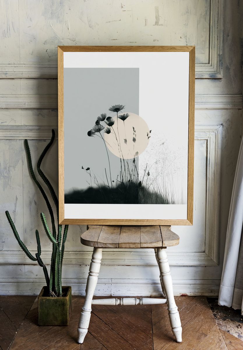 Minimalist Wildflower Silhouette Print. — room view 1