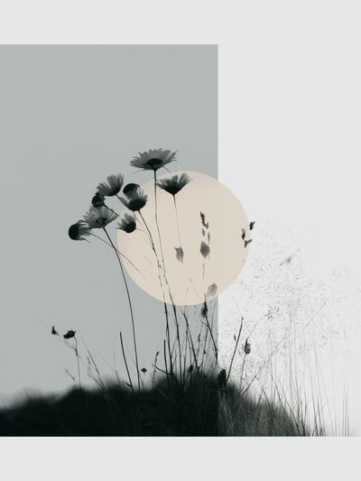 Minimalist Wildflower Silhouette Print. poster