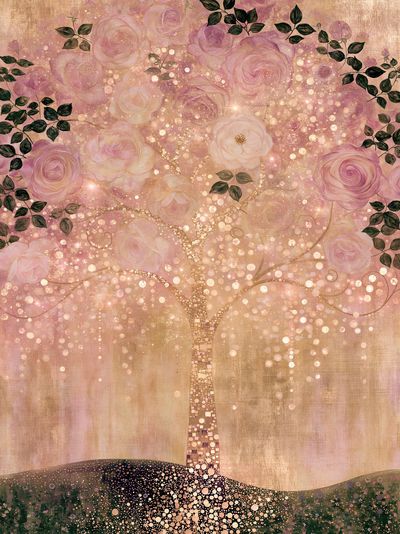 Blush Rose Tree Illustration Poster.
