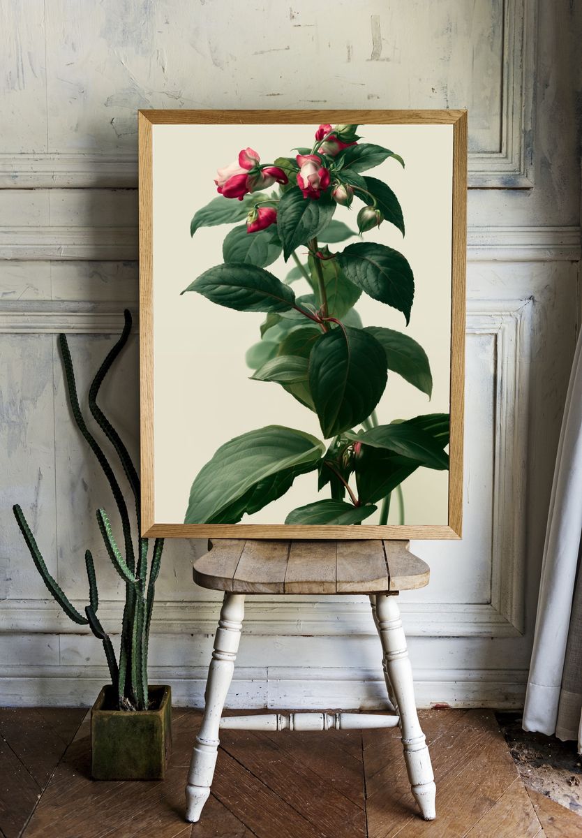 Pink Blossom Botanical Poster. room preview