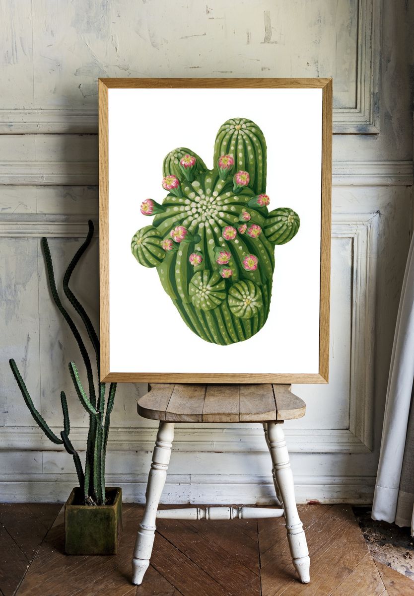 Blooming Cactus Illustration Poster. room preview