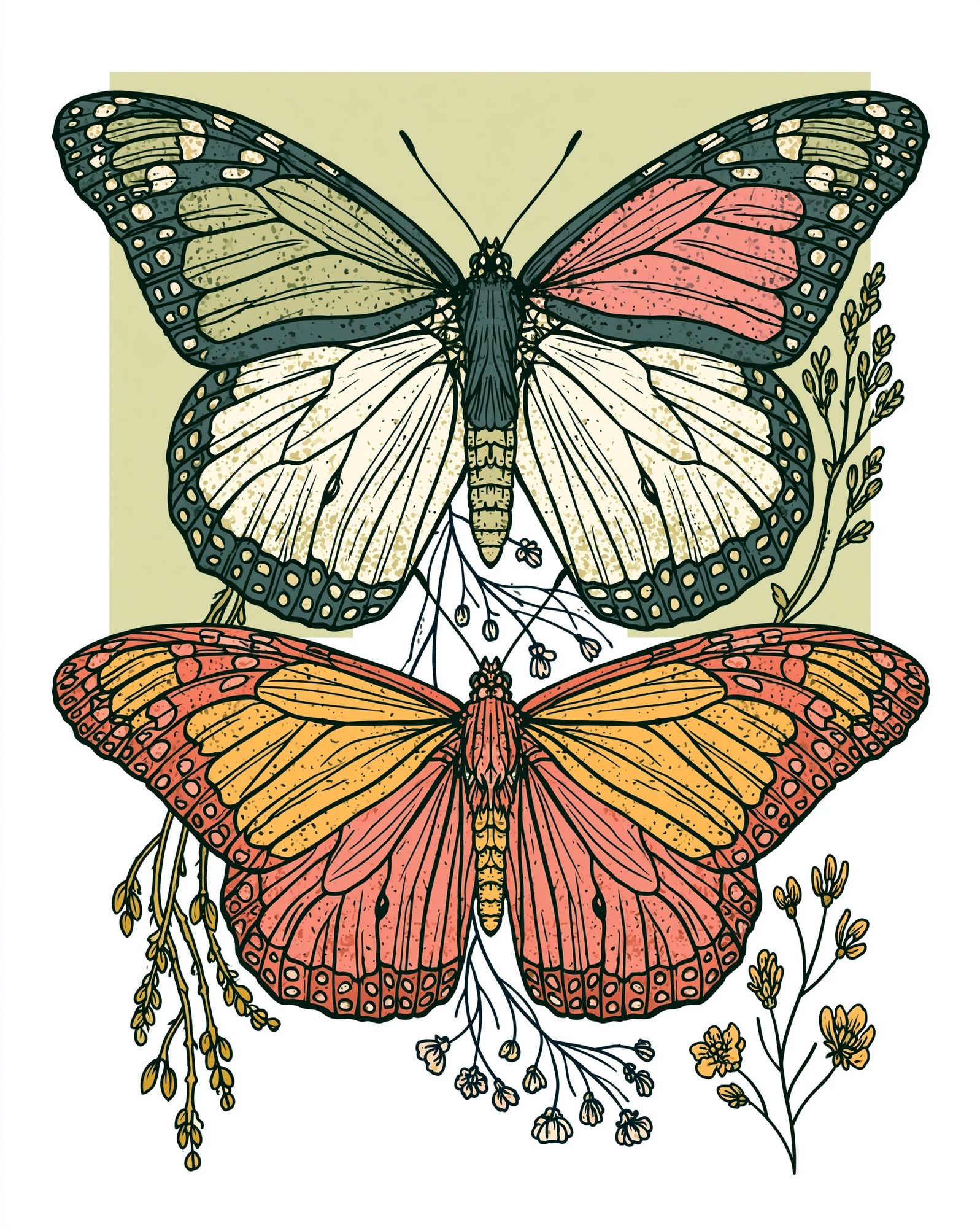 Butterfly Botanical Illustration Poster. poster detail