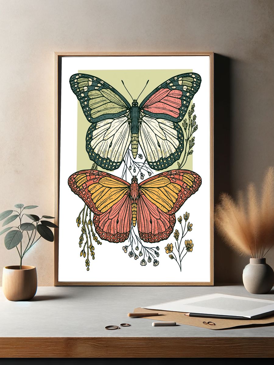 Butterfly Botanical Illustration Poster. — room view 2
