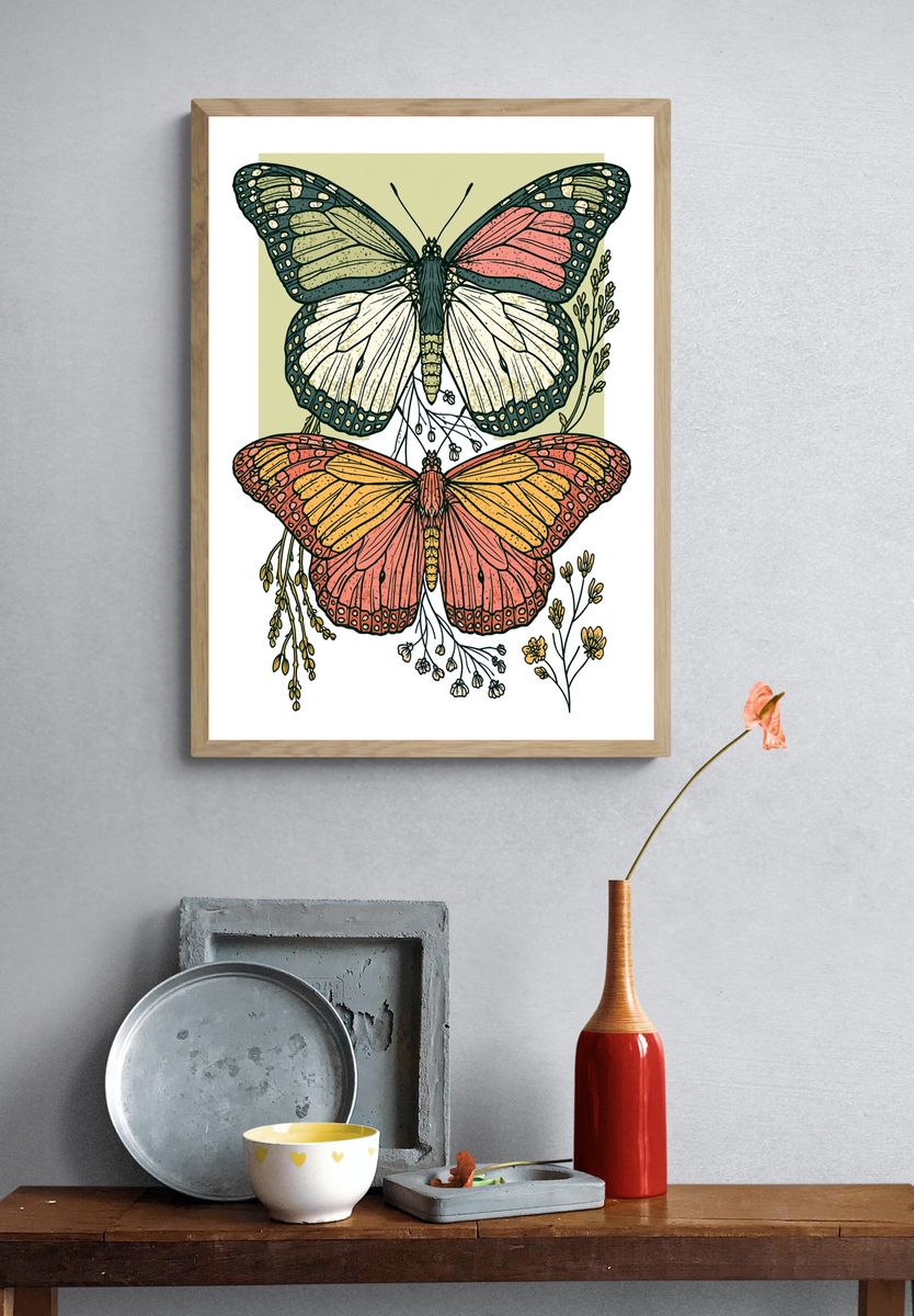 Butterfly Botanical Illustration Poster. — room view 3