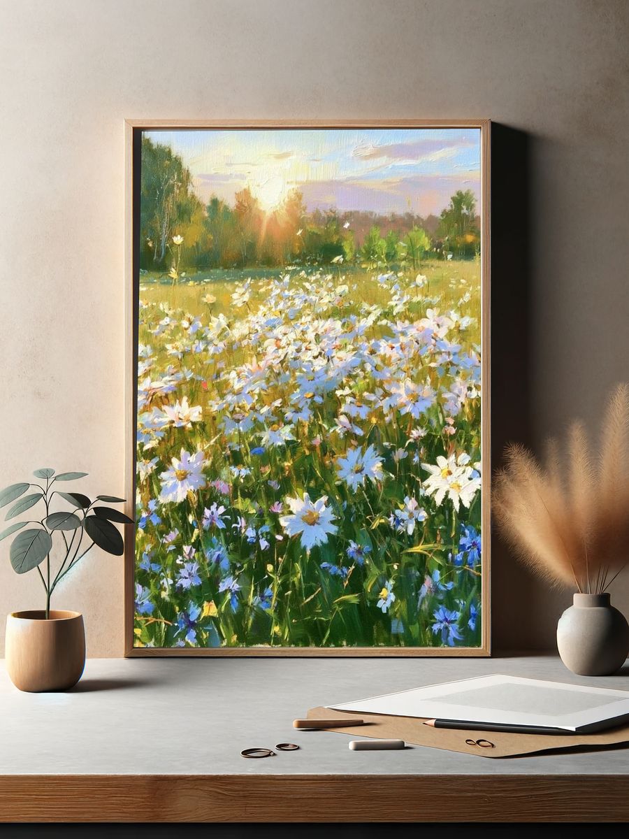 Wildflower Meadow Sunrise Print. — room view 2