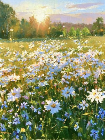 Wildflower Meadow Sunrise Print. poster print