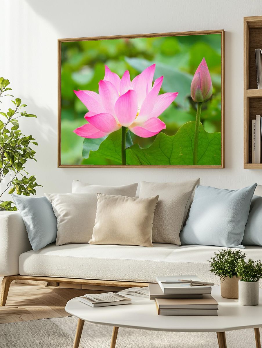 Pink Lotus Bloom Nature Print. — room view 2