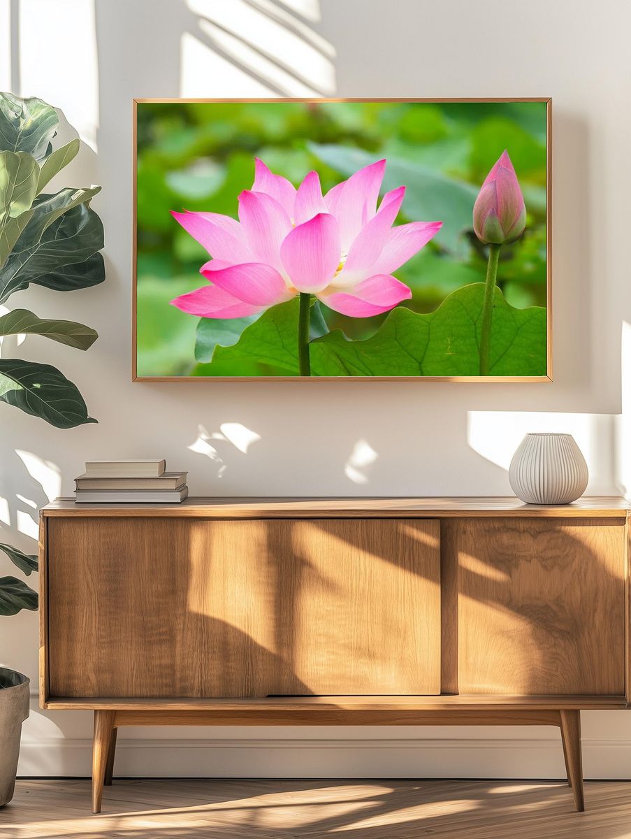 Pink Lotus Bloom Nature Print. — room view 3