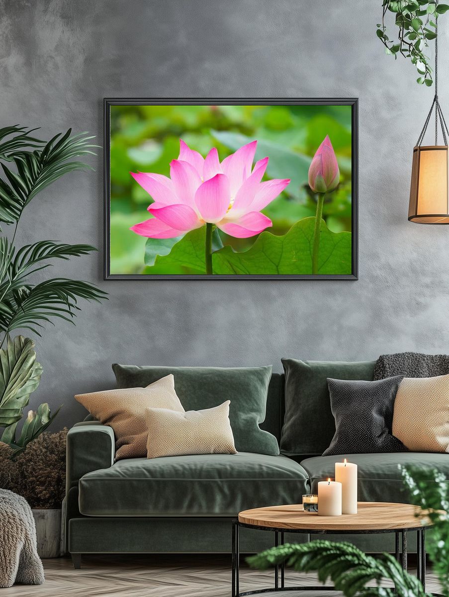 Pink Lotus Bloom Nature Print. — room view 4