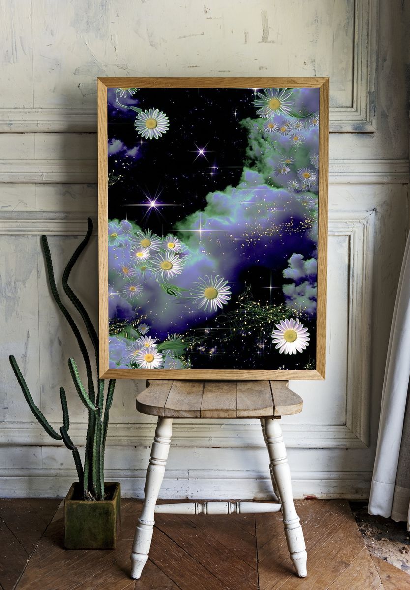 Celestial Daisy Cloudscape Print. — room view 1