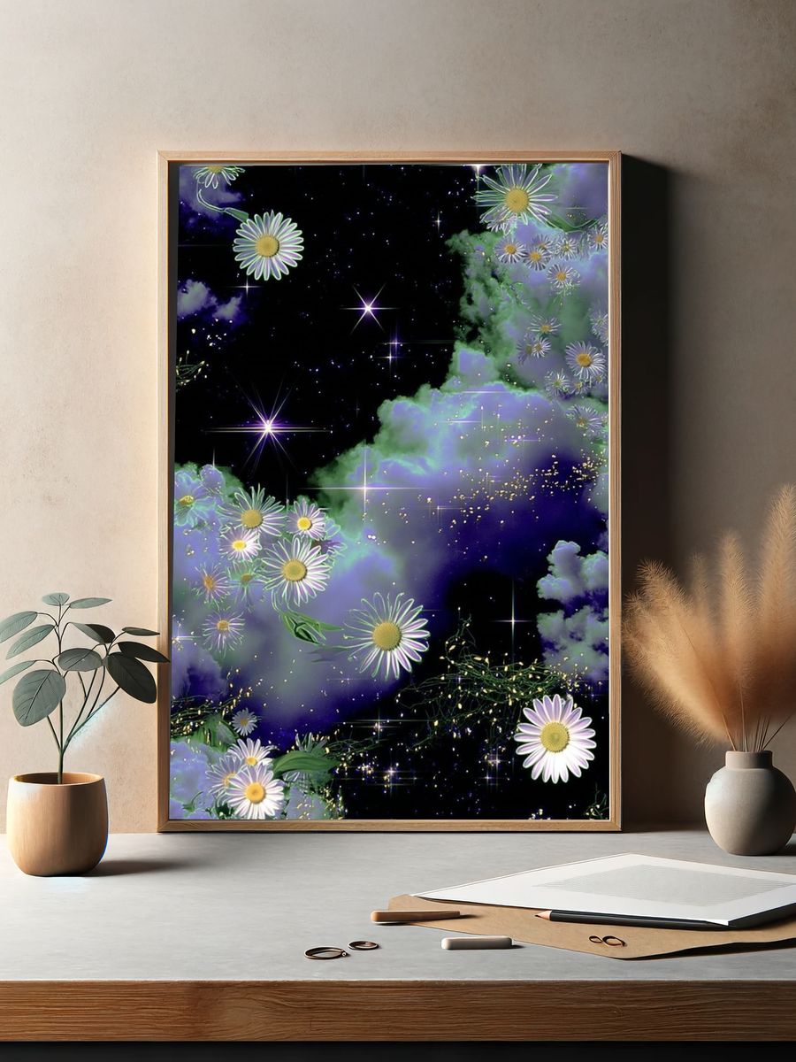 Celestial Daisy Cloudscape Print. — room view 2
