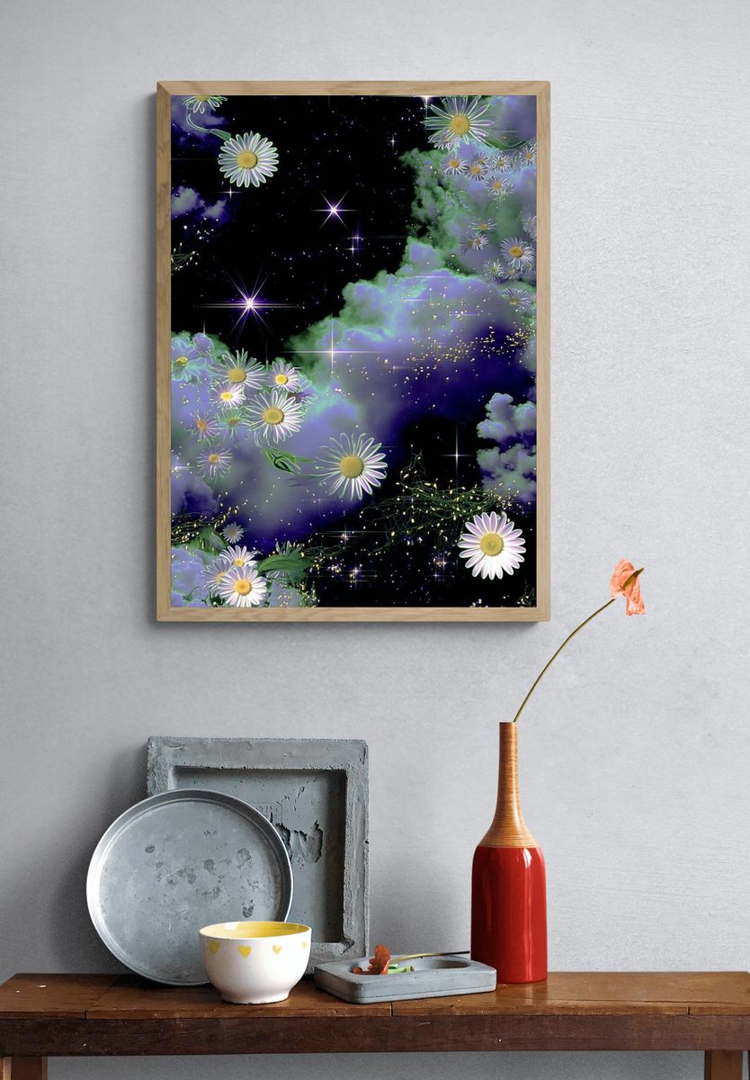 Celestial Daisy Cloudscape Print. — room view 3