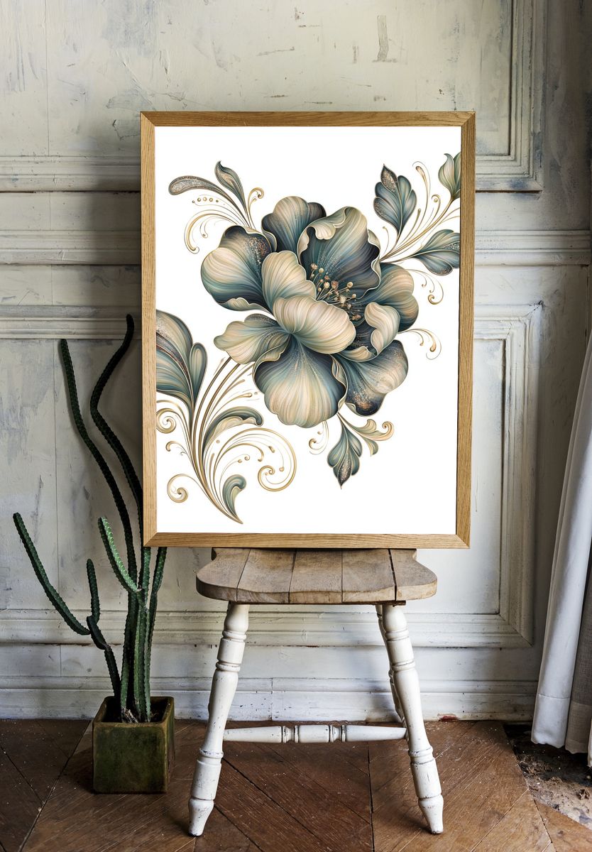 Elegant Floral Botanical Print. room preview
