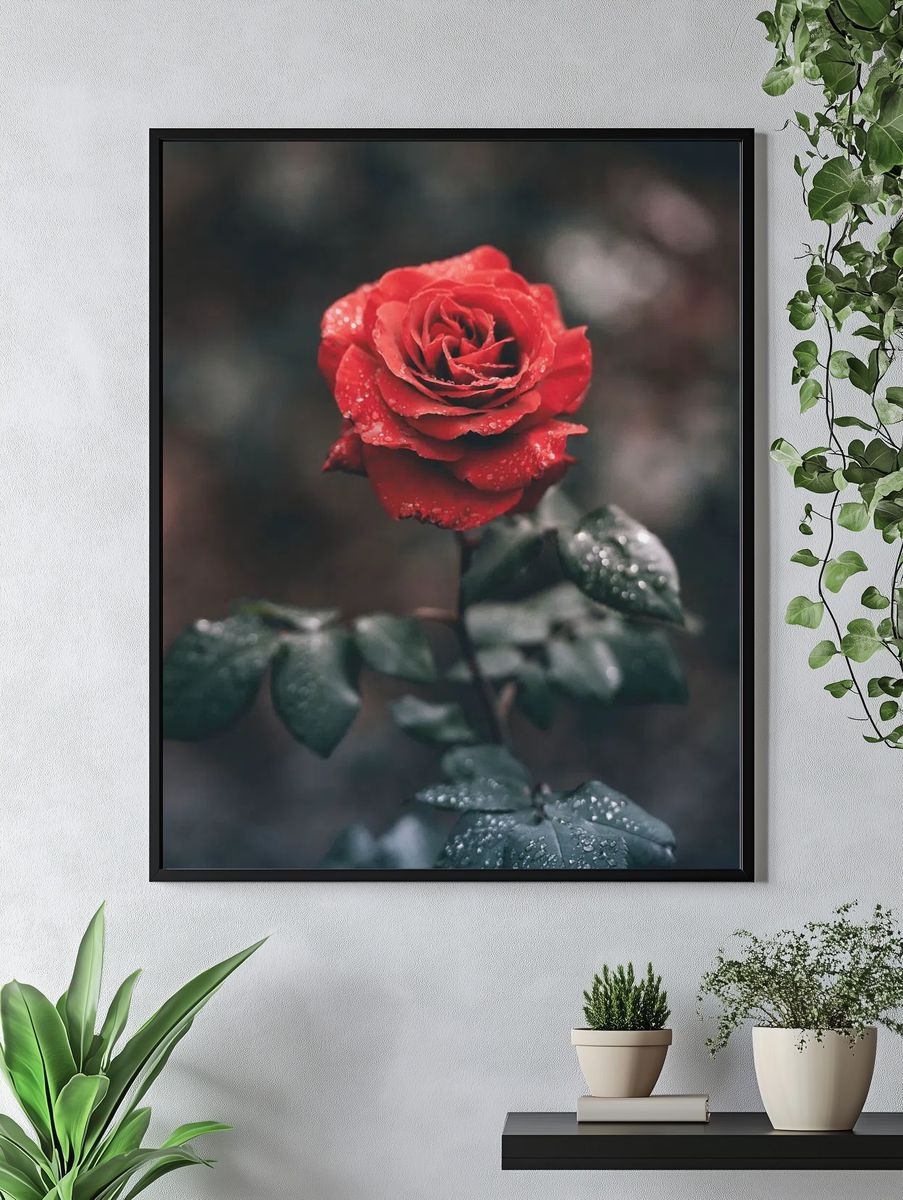 Close-up red rose its petals. — room view 4