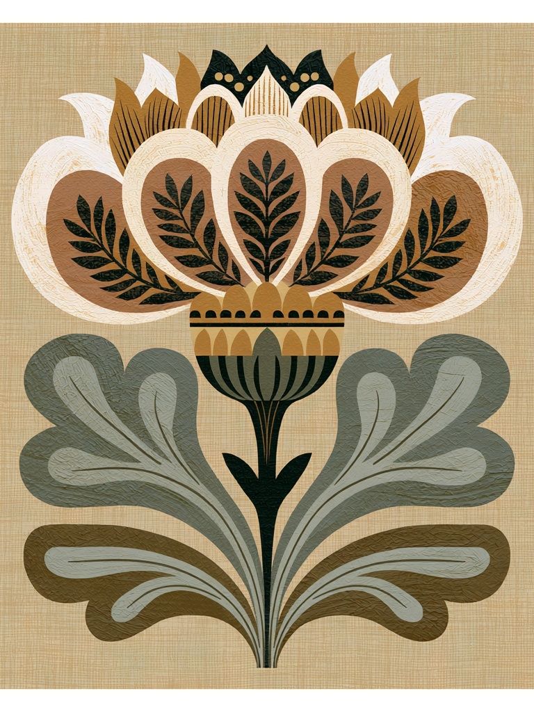 Botanical Folk Art Print. poster — botanical art