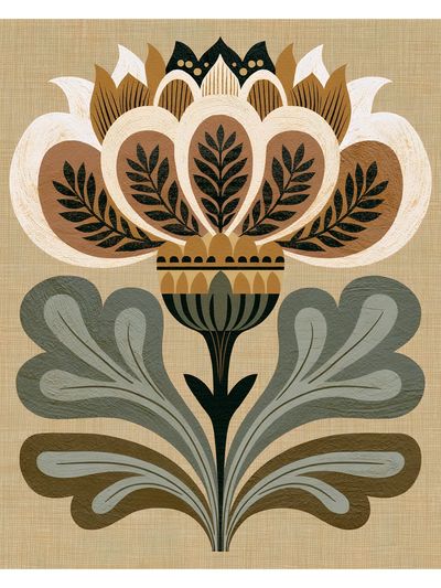 Botanical Folk Art Print.