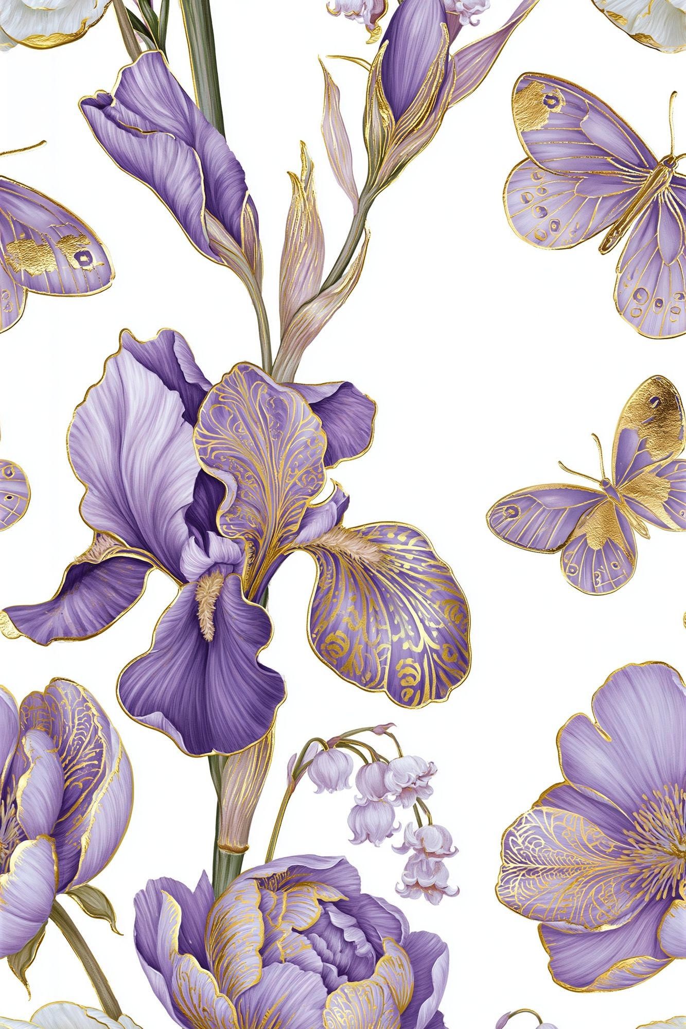 Purple Floral Butterfly Print. poster detail