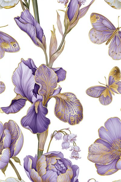 Purple Floral Butterfly Print.