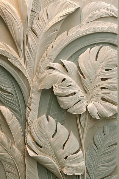 Tropical Leaf Relief Botanical Print.