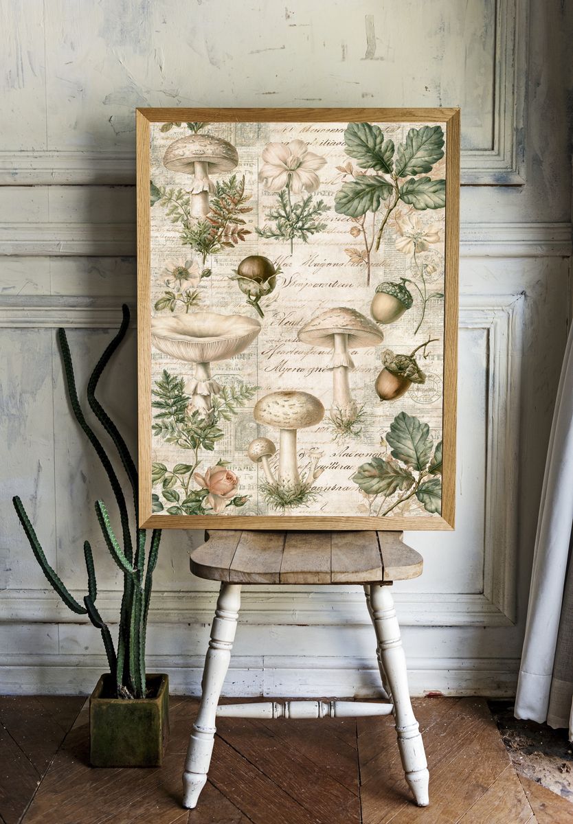Vintage Mushroom Botanical Print. room preview