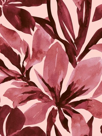 Pink Tropical Leaves Botanical Print.