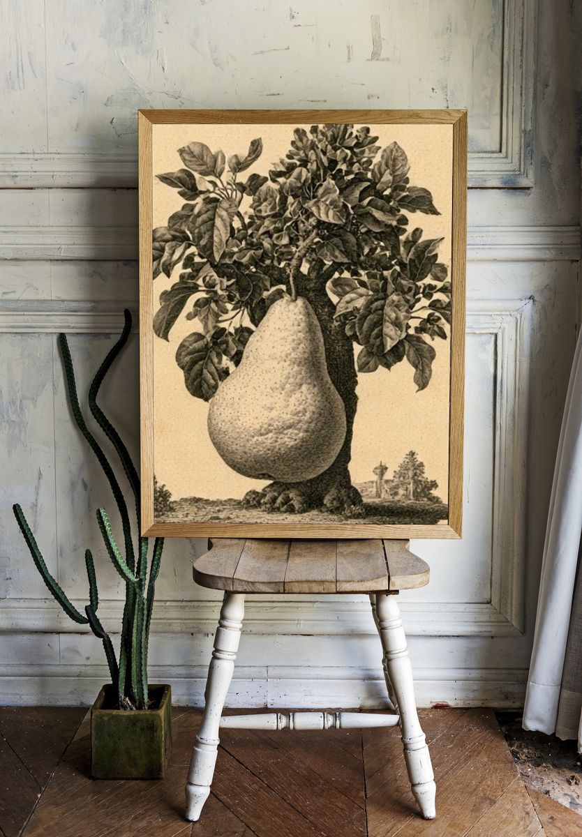 Pear Tree Botanical Print. room preview