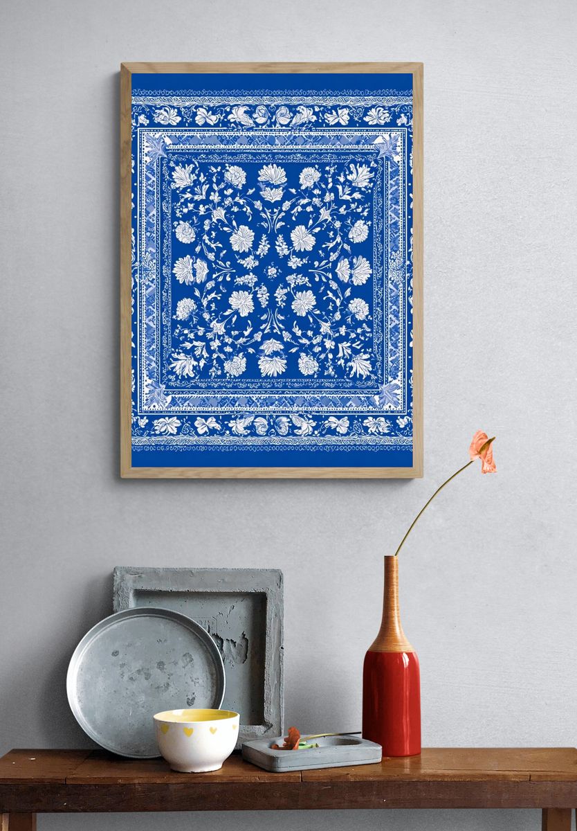 Blue Floral Bandana Print. — room view 3