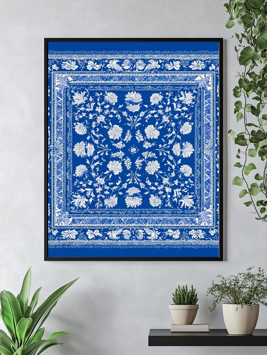 Blue Floral Bandana Print. — room view 4