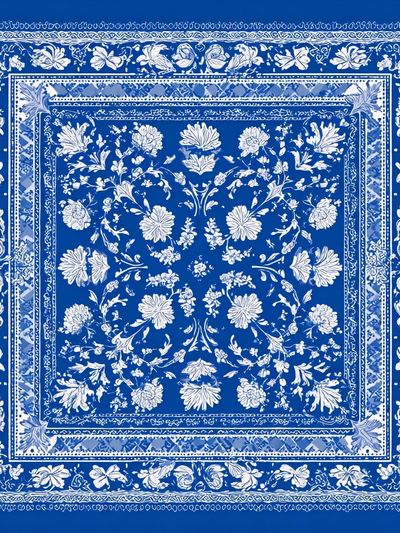 Blue Floral Bandana Print.