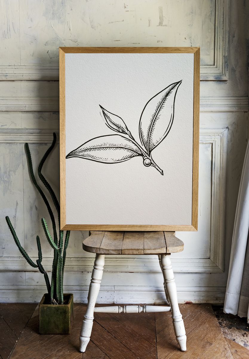 Botanical Leaf Sketch Print. — room view 1