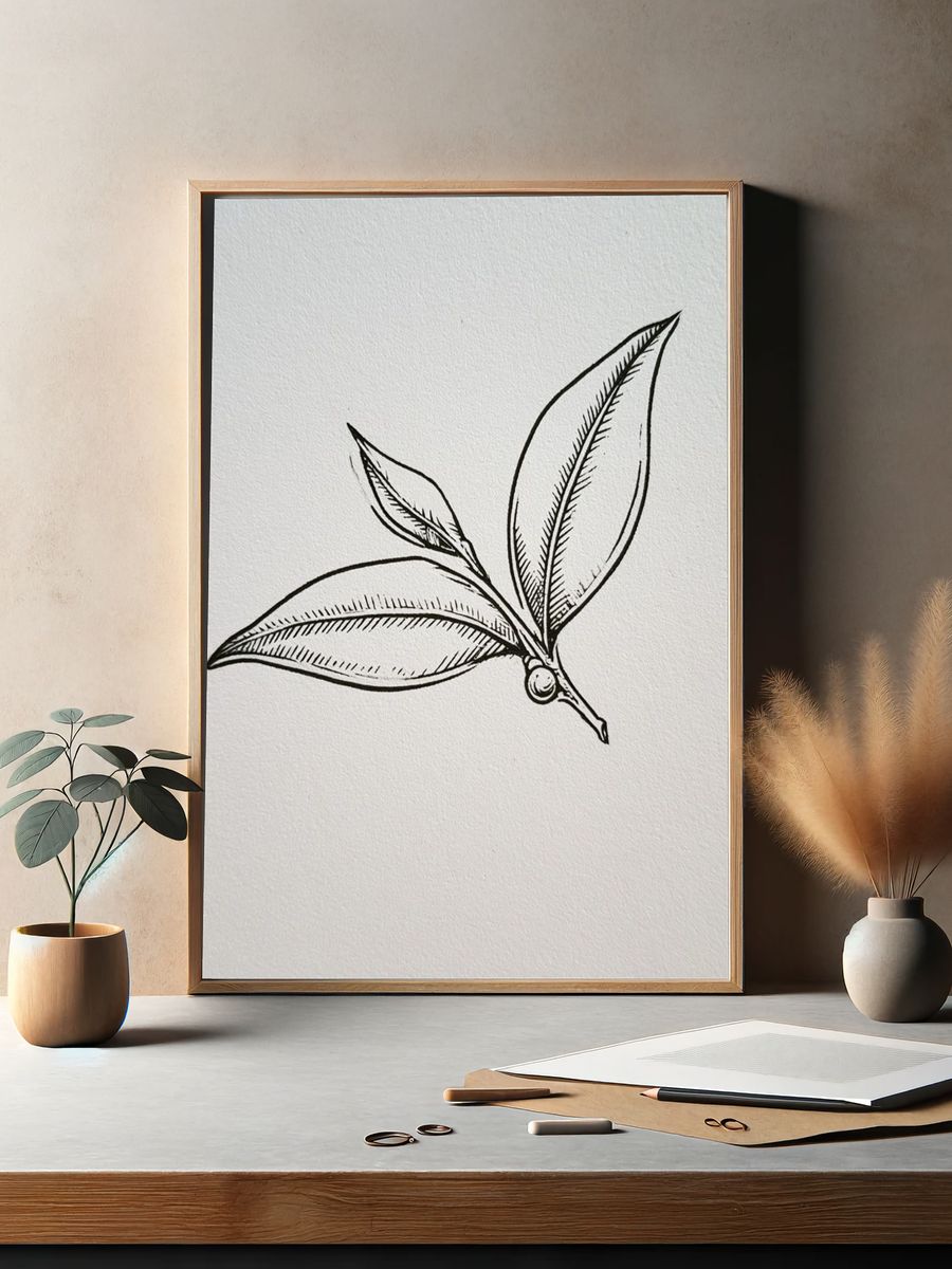 Botanical Leaf Sketch Print. — room view 2