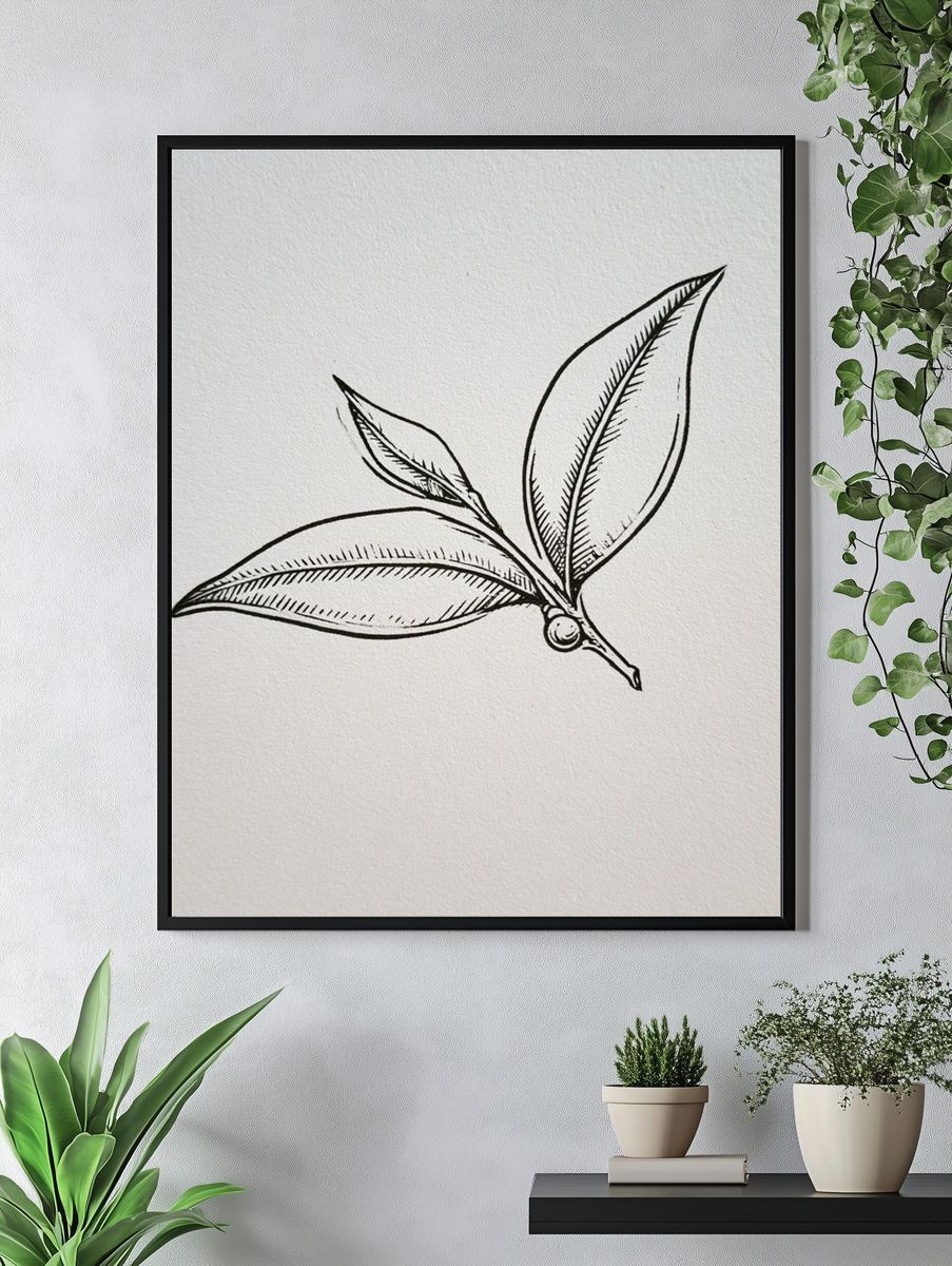 Botanical Leaf Sketch Print. — room view 4