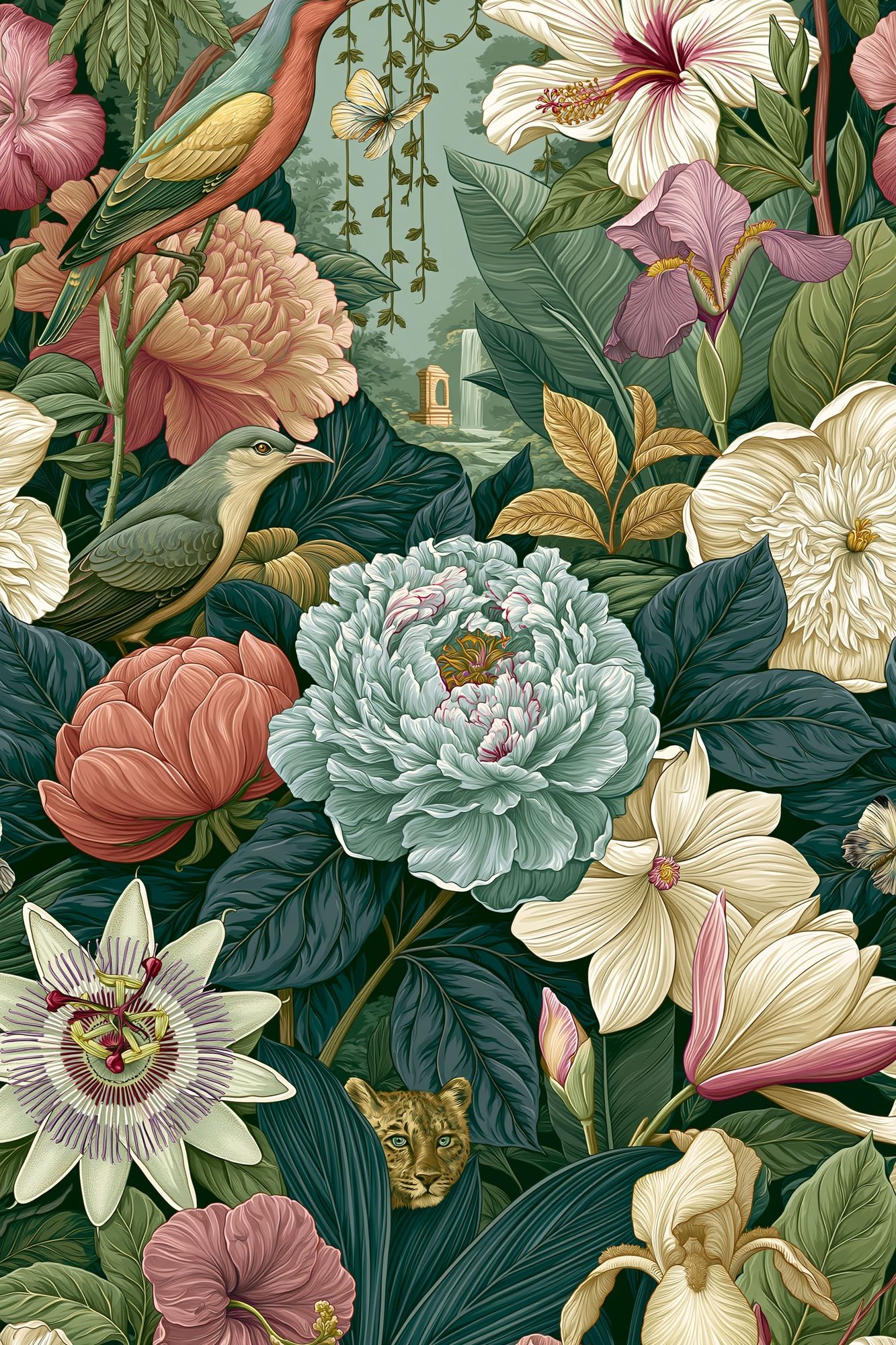 Tropical Birds and Blooms Poster. poster — botanical art
