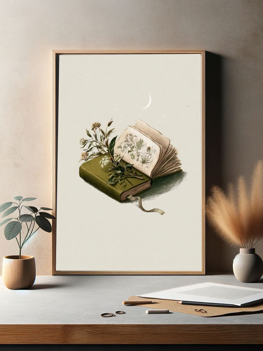 Botanical Book Still Life Print. — room view 2