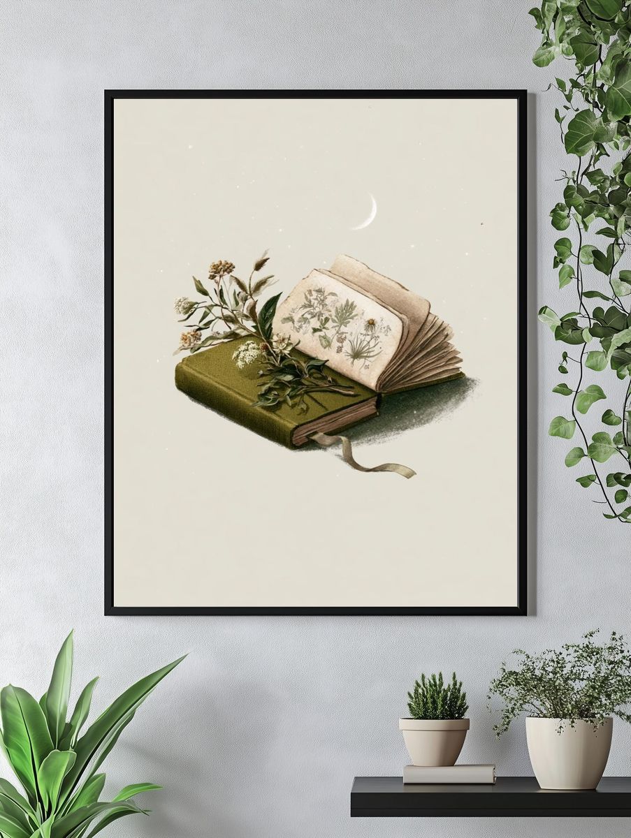 Botanical Book Still Life Print. — room view 4