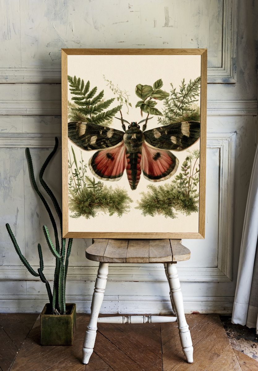 Moth Botanical Illustration Poster. room preview