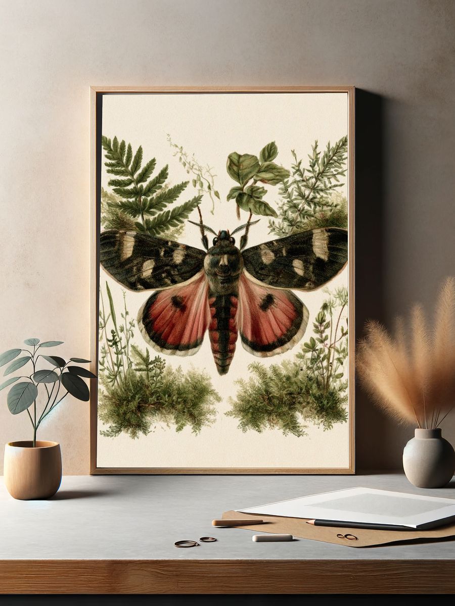Moth Botanical Illustration Poster. — room view 2