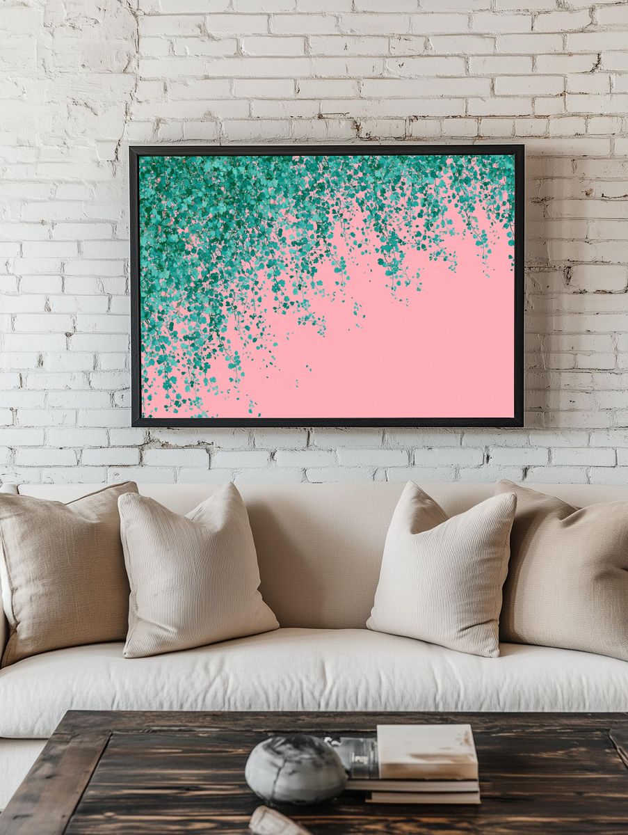 Trailing Leaves Botanical Print. room preview