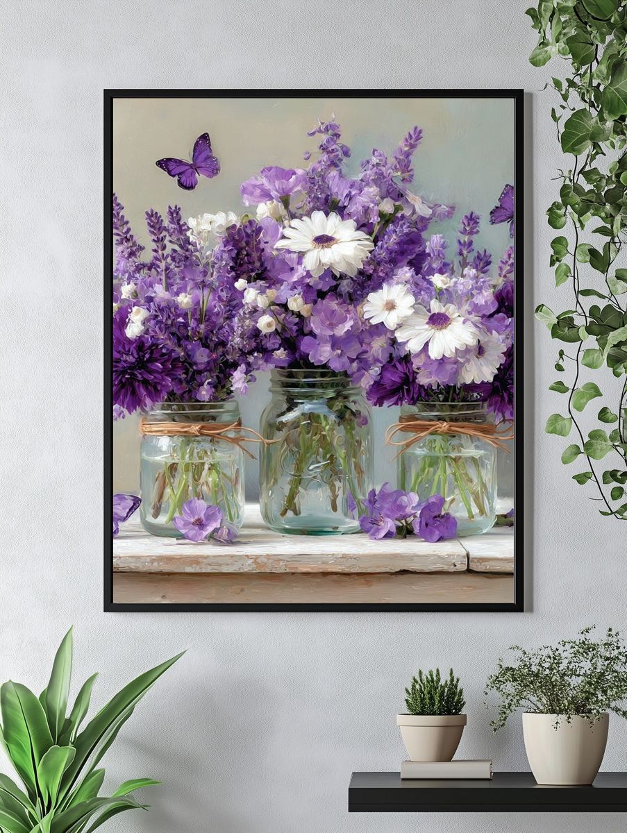 Purple Wildflower Bouquet Print. — room view 4