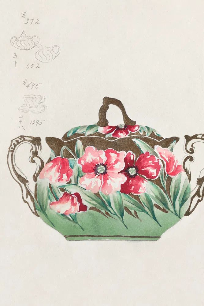 Design Sugar Bowl (1880-1910) painting. poster — botanical art