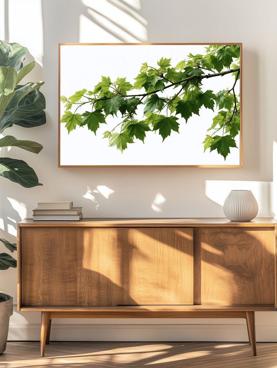 Green Maple Branch Botanical Print. — room view 3